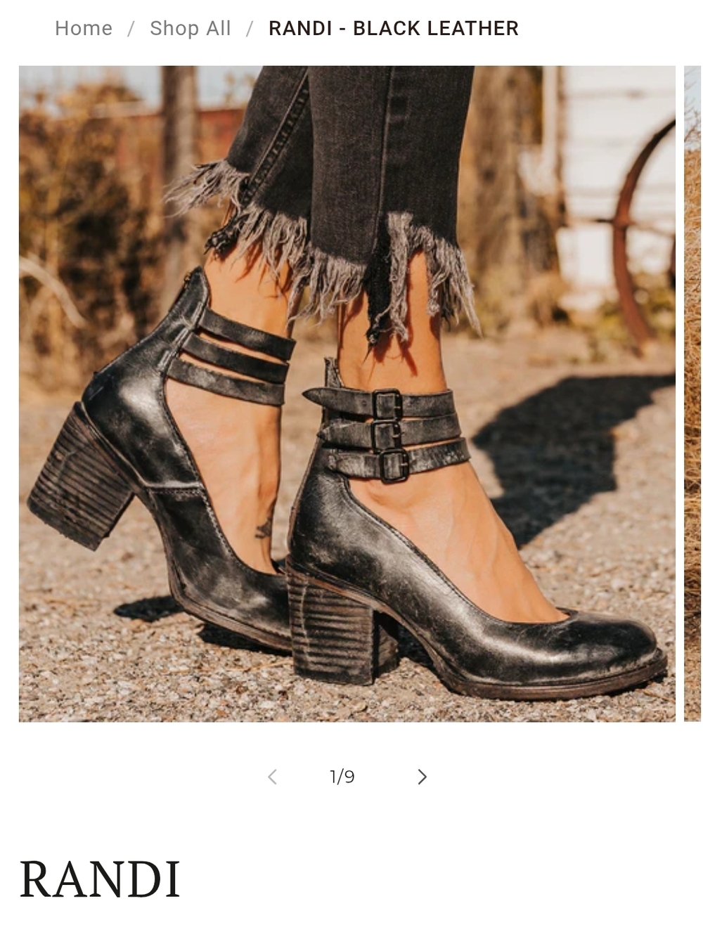 freebird Randi Black Leather Strappy Block Heel Ankle Boots